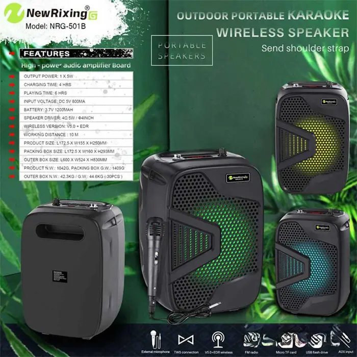 اسپیکر بلوتوثی NewRixing مدل NRG-501B